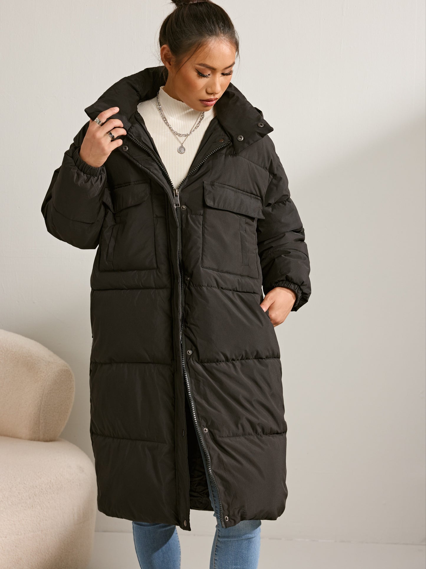 WW | Mid-Length Fleece Winter Jacket with Hood for Women - Perfect for Winter Days