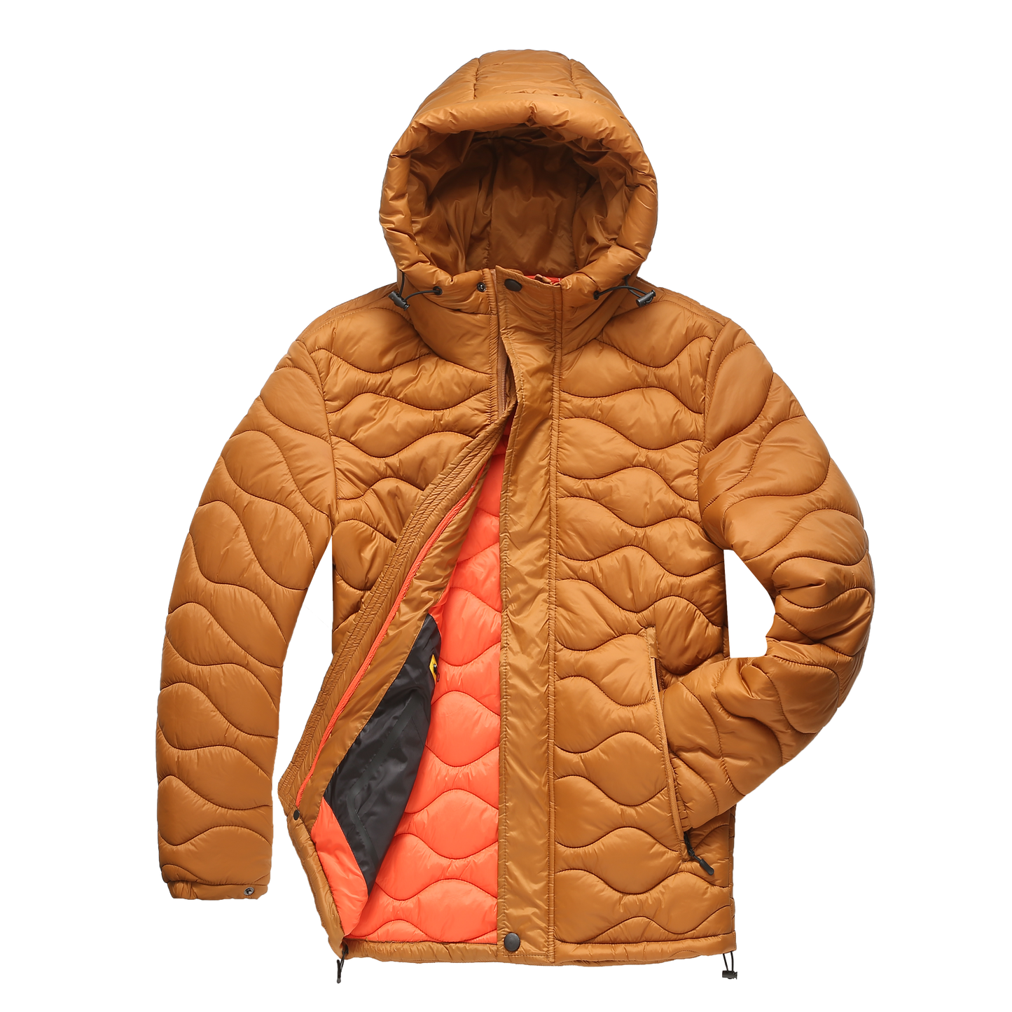 WW | Pufferjacke Gepolstert Und Winddicht Kapuze Mit Kordelzug Reißverschluss Und Druckknopfverschluss