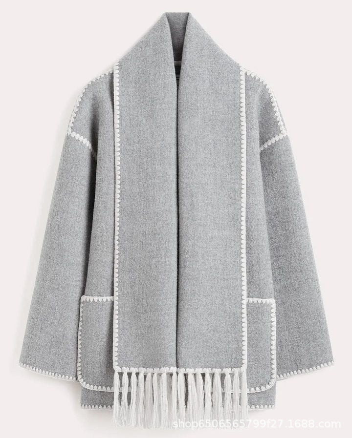 WW | Blend Cape Mantel - Fransenbesatz - Übergröße - Elegante Statement-Oberbekleidung