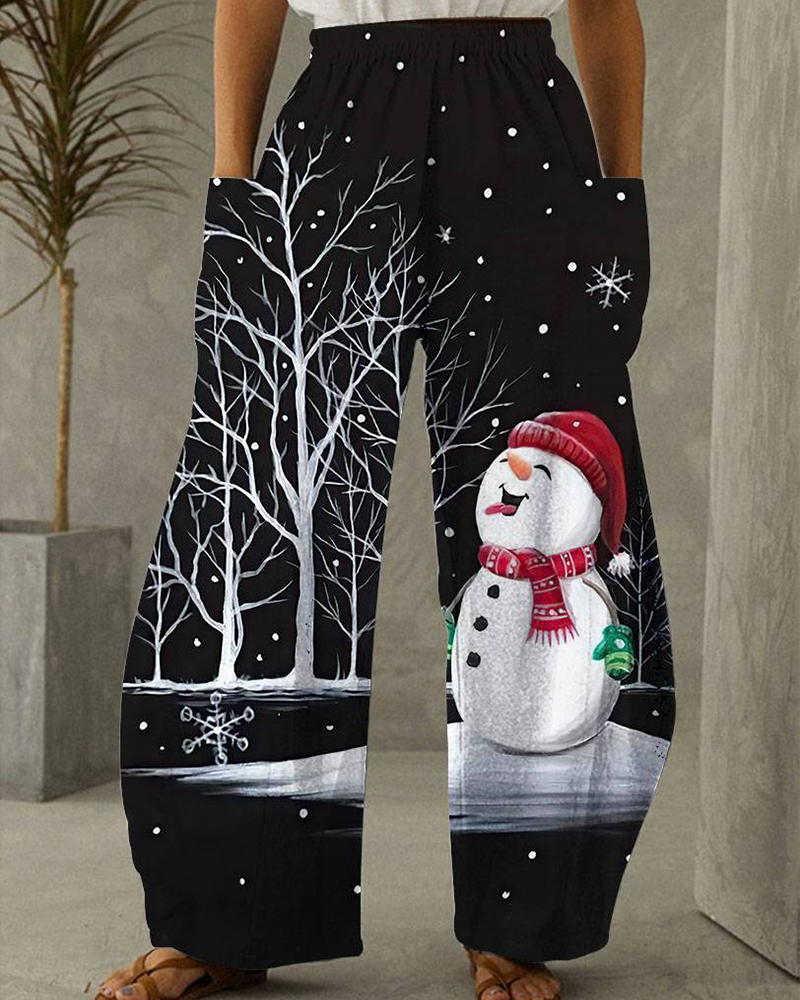 WW | Christmas Print Casual Trousers
