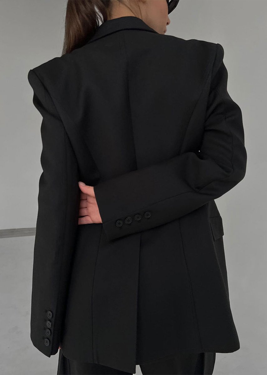 WW | Black V-Neck Suit Jacket - Elegant Sophistication