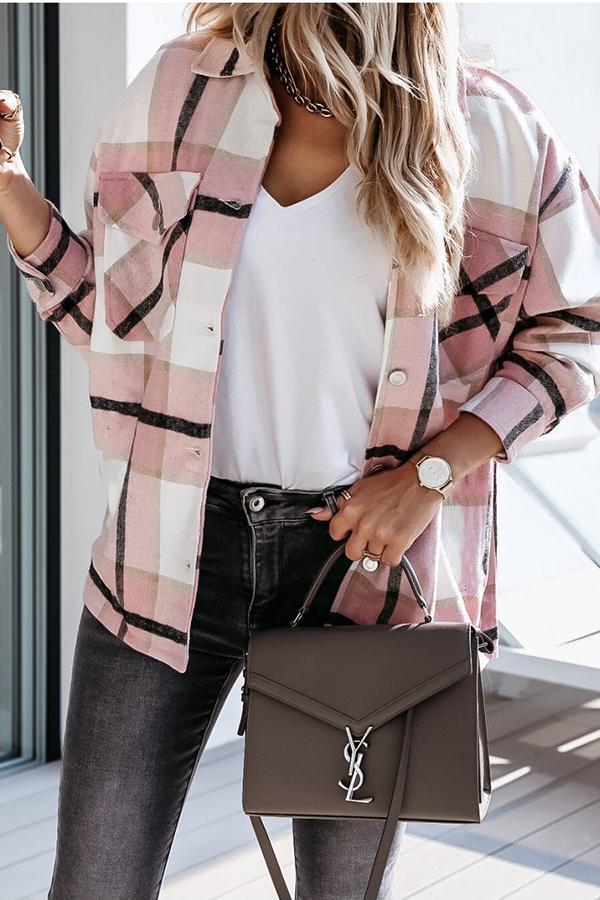 WW | Feeling Plaid Mit Taschen Entspannte Jacke