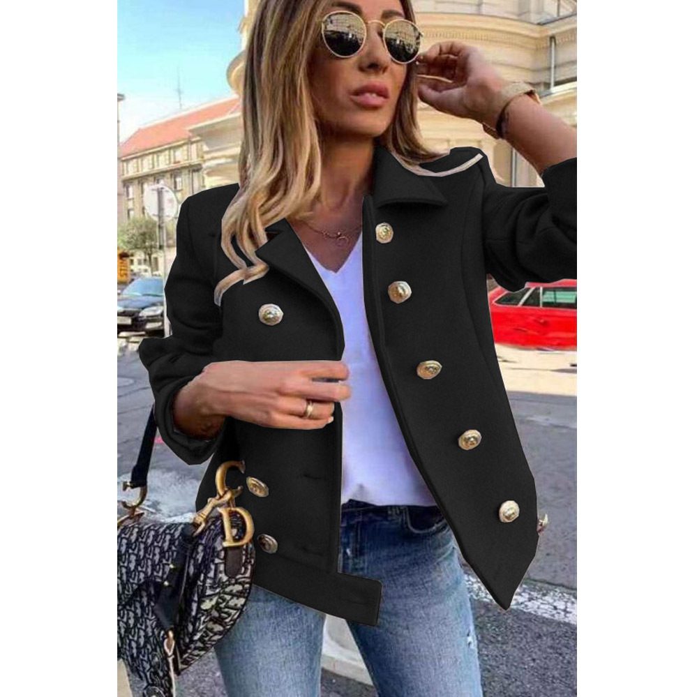 WW | geknopfter militärisch inspirierter Blazer - auffällige goldene Knöpfe - Wollmischung - lässige & smarte Bekleidung