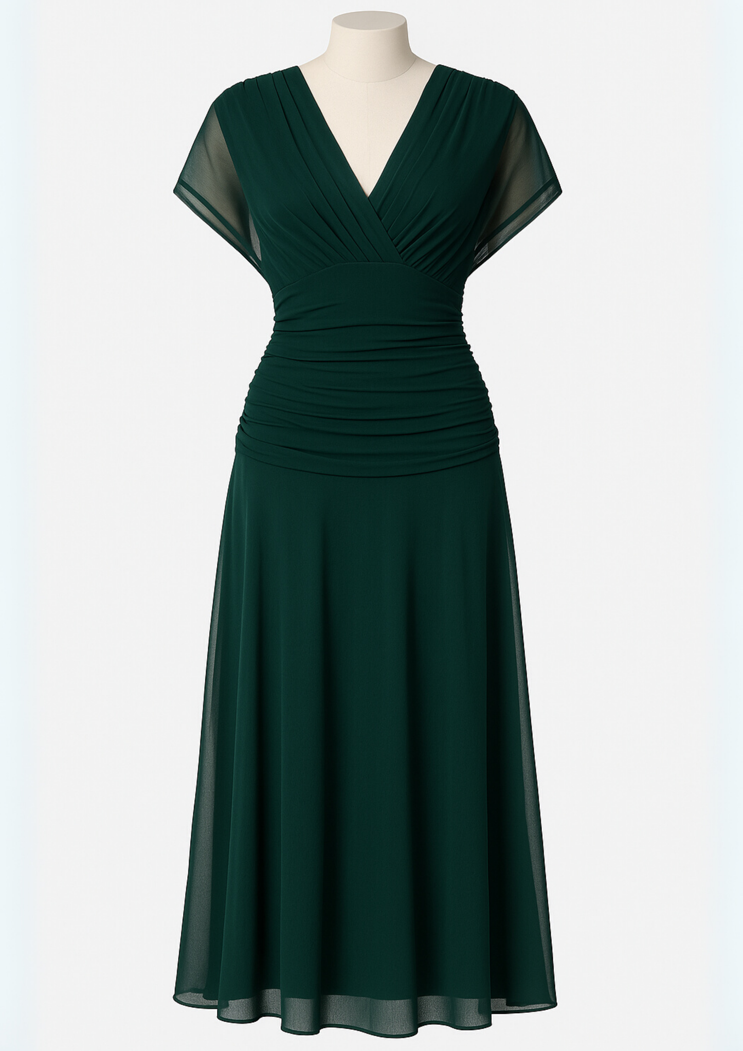 Aure Maxi Dress with Fantasy Floral Print and V-Neck - Green