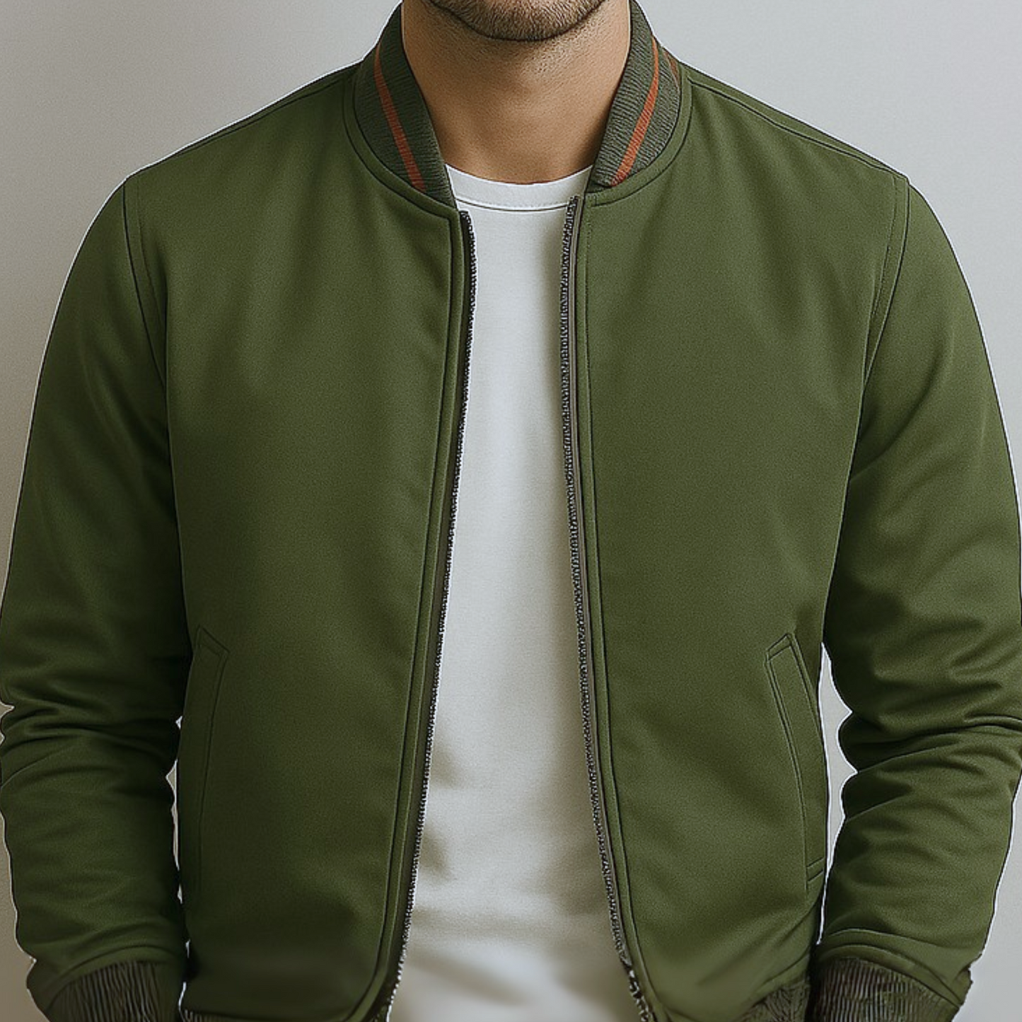 Maelisio Elegant Striped Bomber Blouson - Green