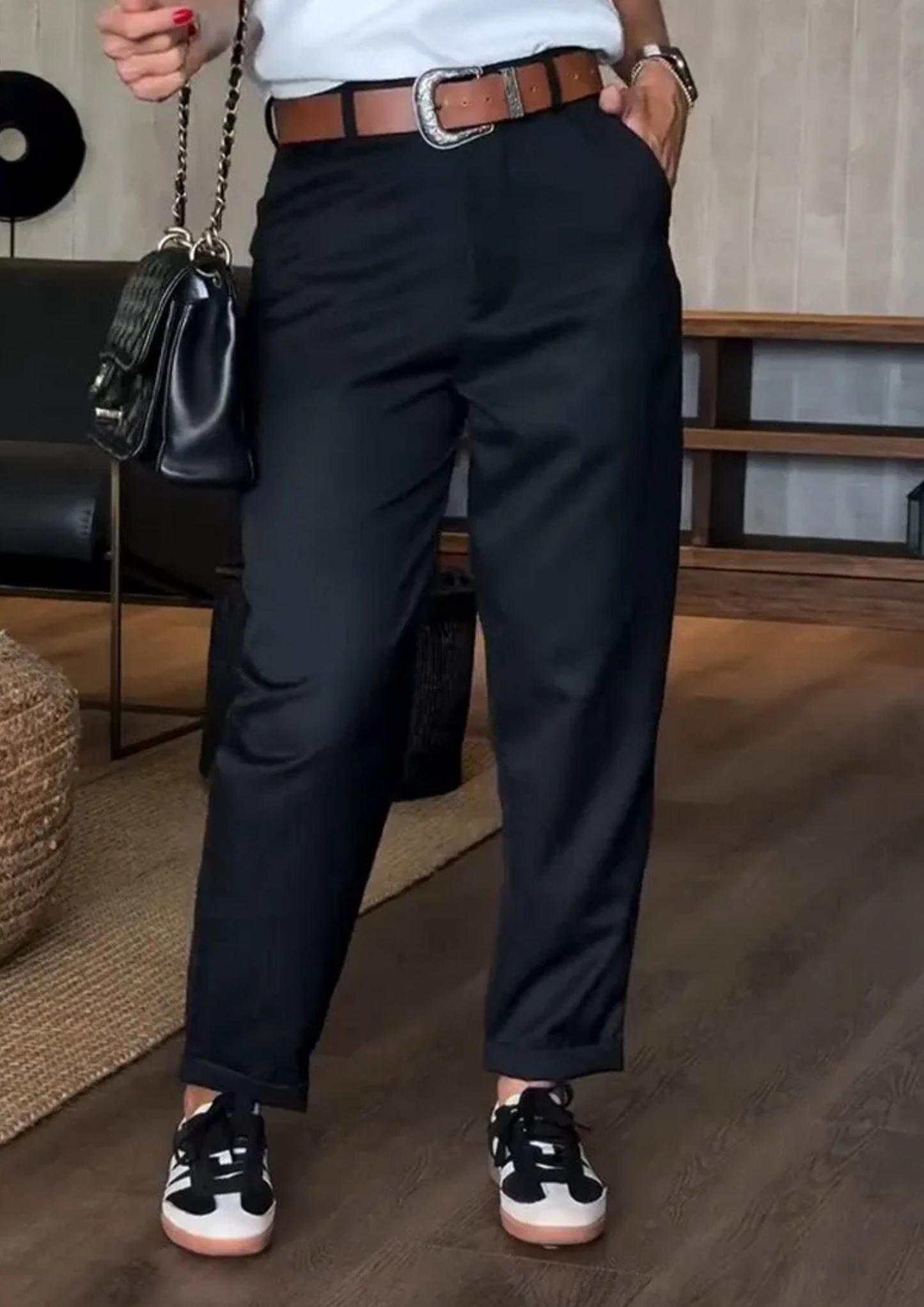 Thalindra Striped Suit Trousers - Black