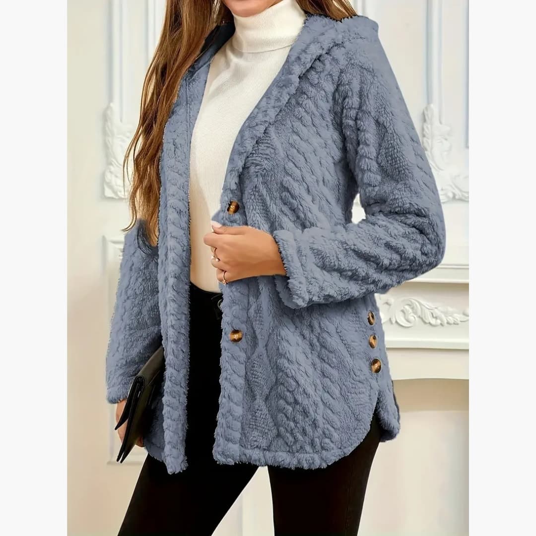 WW | Women's Cozy Hoodie with Teddy Pullover and Button Front