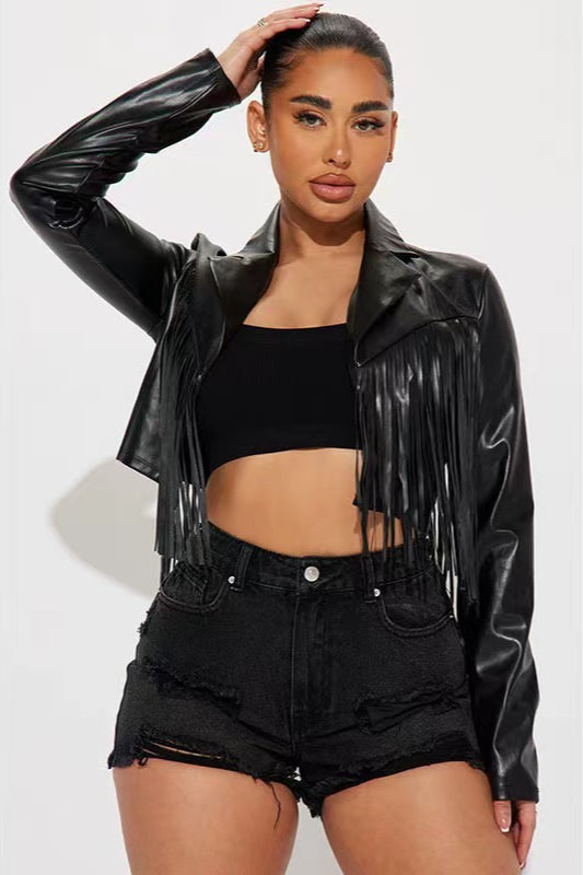 WW | Trim-Faux-Leder-Cropped-Jacke