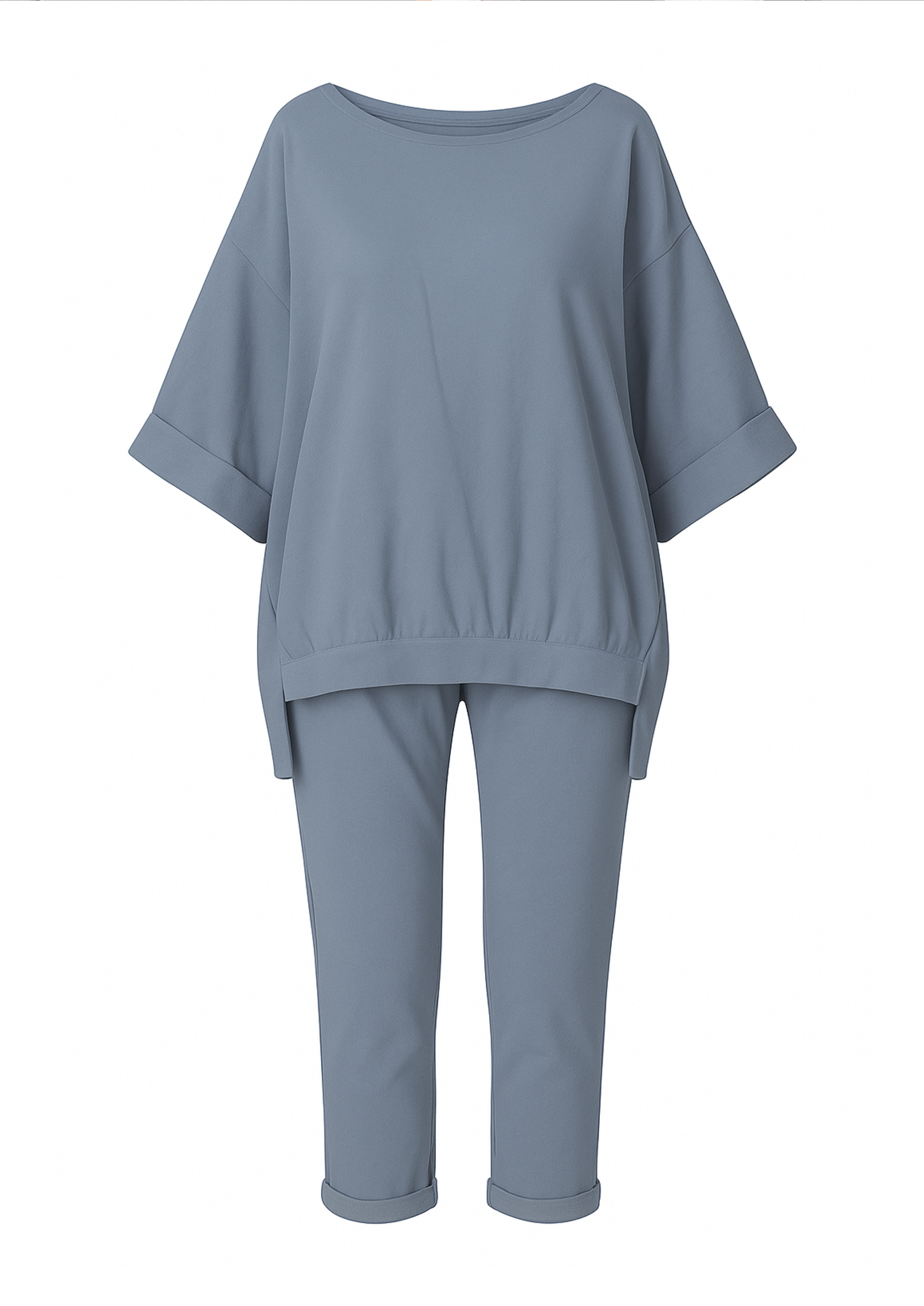 Rani Loungewear Set with Sweater Top and Cropped Pants - Grey
