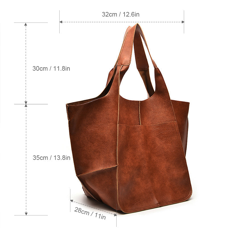 WW | Oversized Leather Shoulder Bag for Women