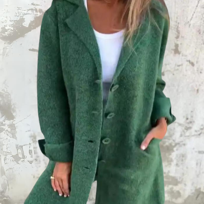 WW | Coat - Long Model - Classic Lapel Collar - Button Closure - Elegant Details