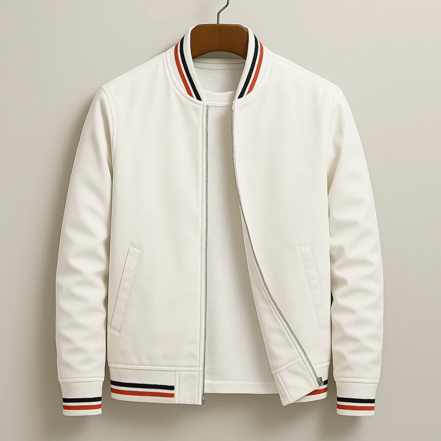 Maelisio Elegant Striped Bomber Blouson - White