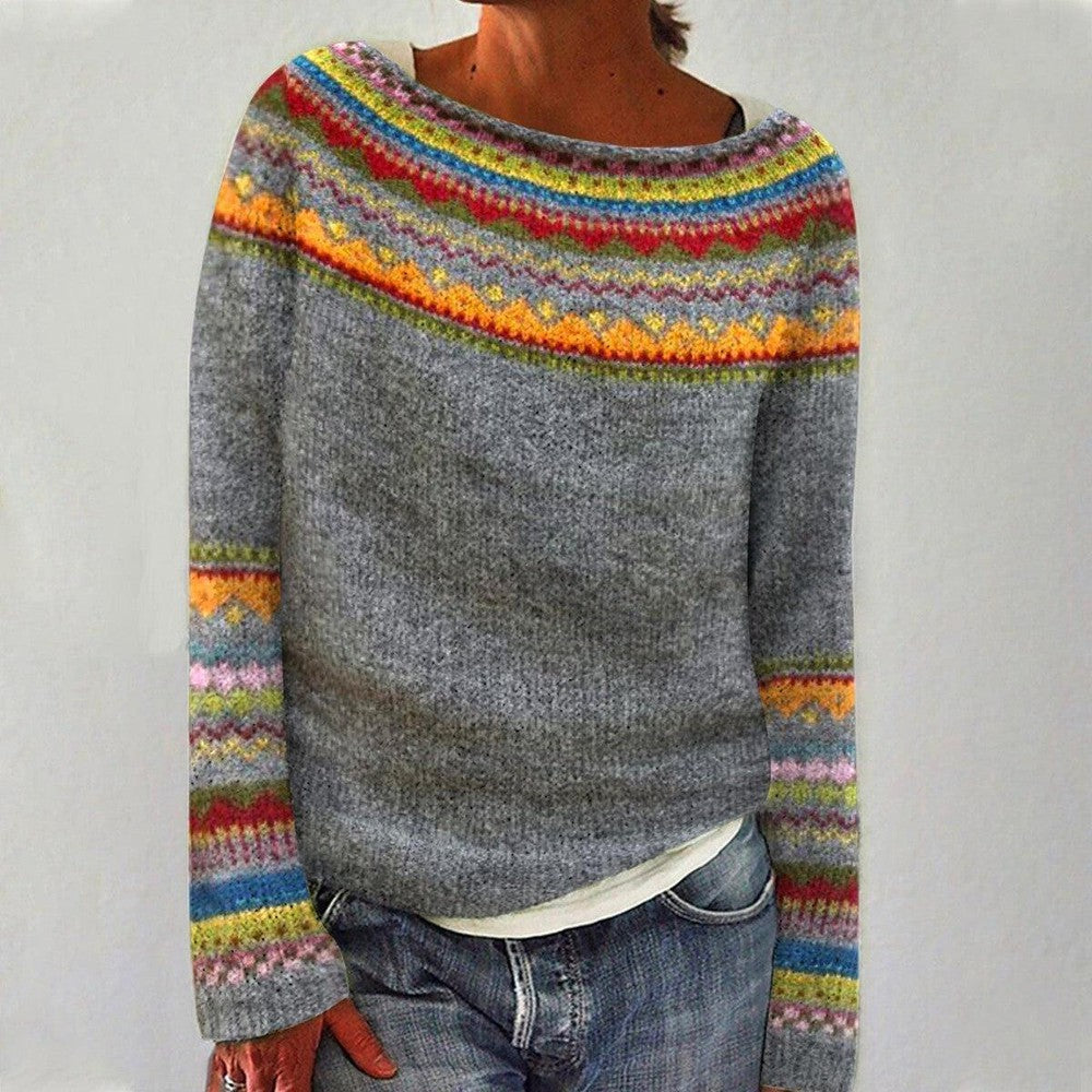 WW | Long-Sleeved Retro Printed Sweater