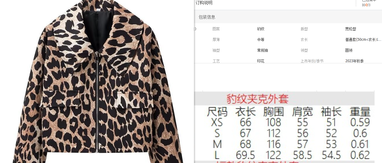 WW | Leopard Print Round Neck Oversized Jacket Women's Jackets