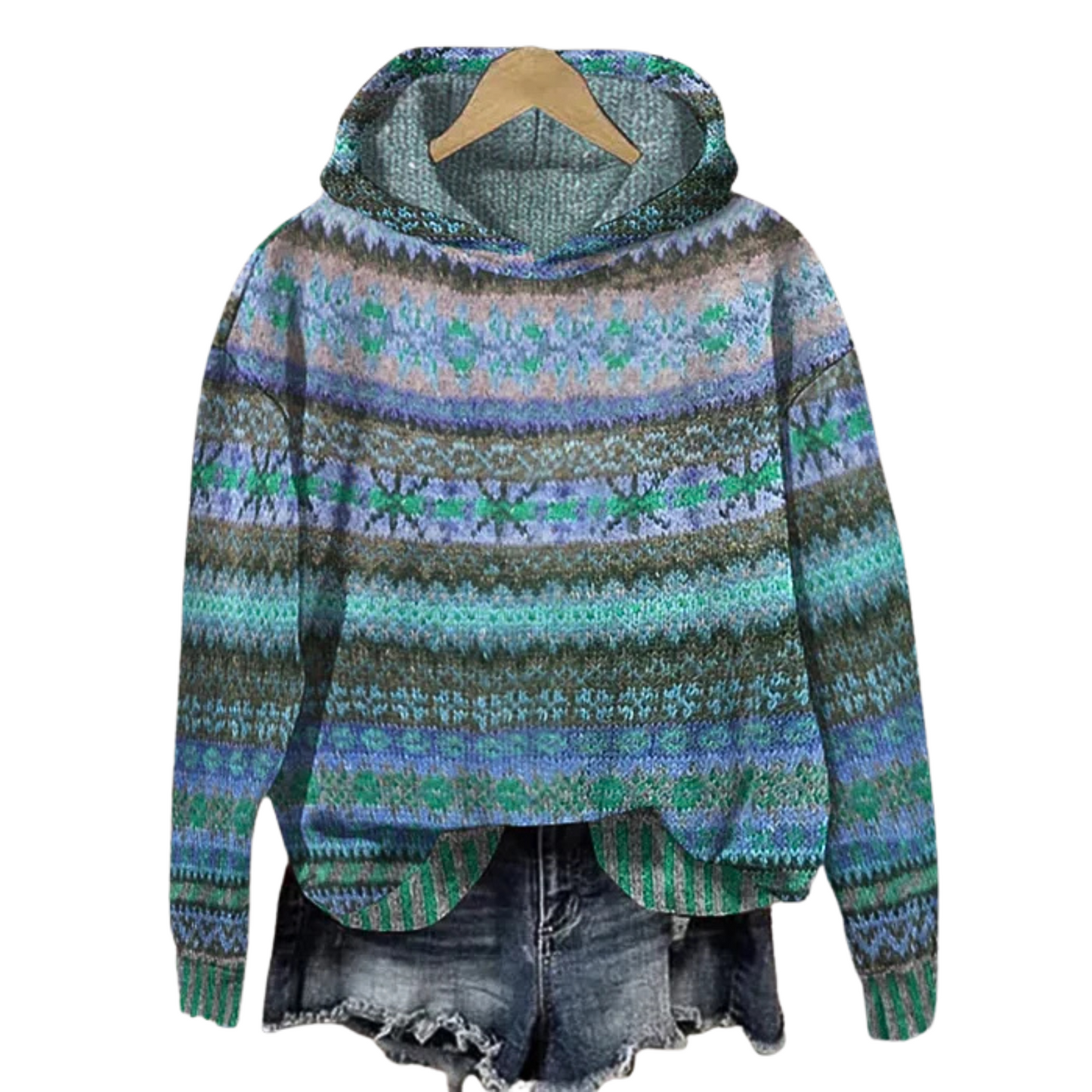 Sola Hoodie with timeless pattern - Blue