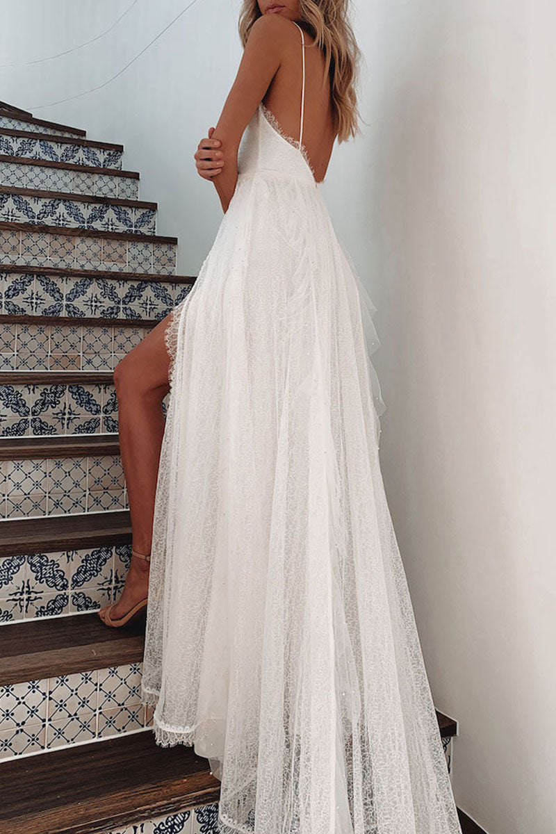 WW | Fashion Sexy Solid Patchwork V-Ausschnitt Unregelmäßige Kleider