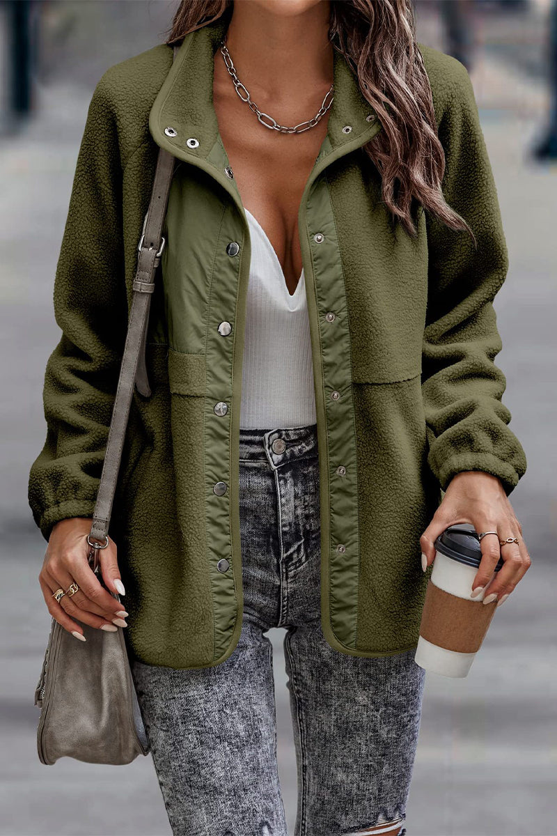 WW | Solid Patchwork Pocket Half-Zip Stand-Up Collar Jacket (7 Colors)