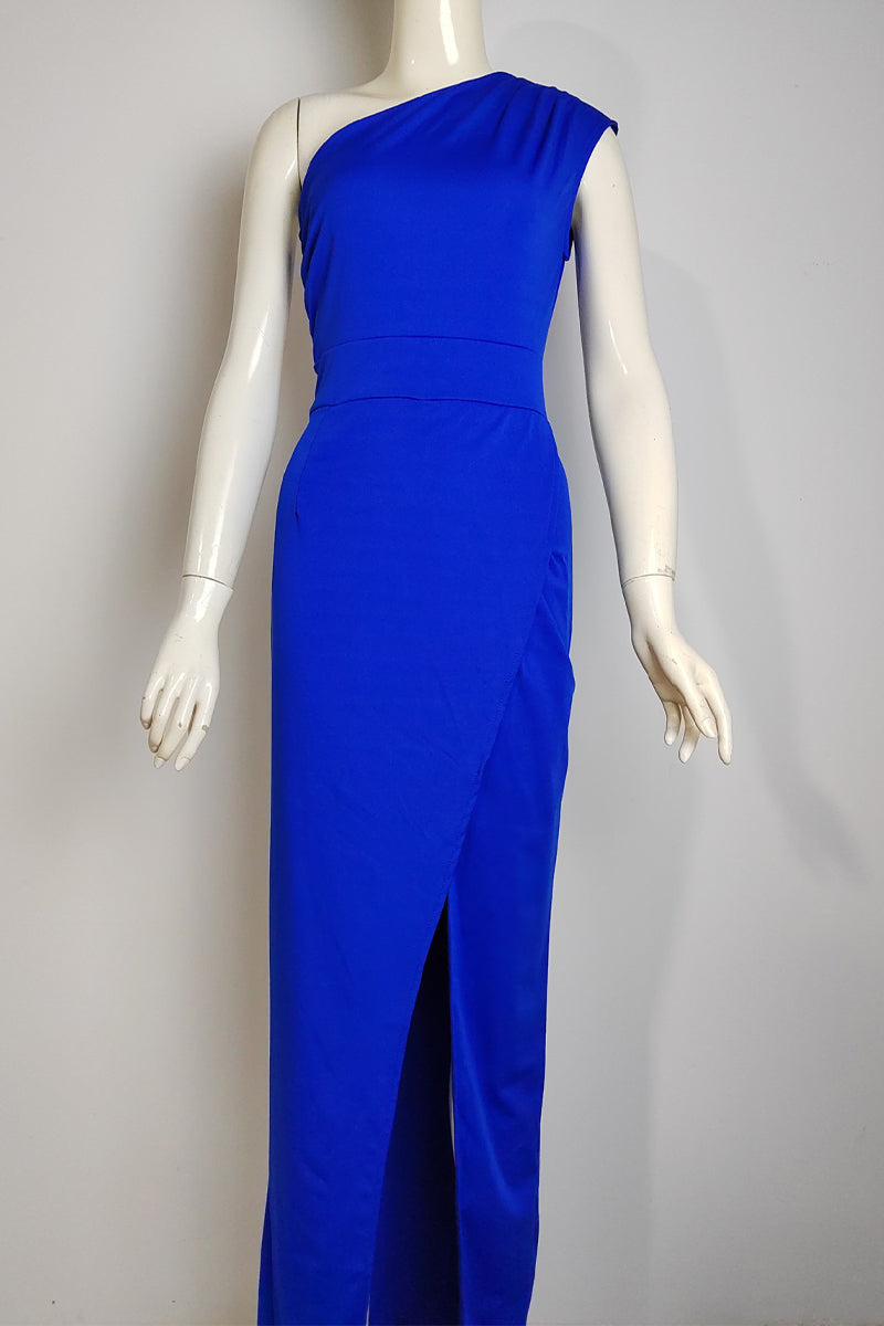WW | Elegantes Formelles Einfarbiges Schlitz Asymmetrisches Schräges Kragen Abendkleid Kleider - 8 Farben