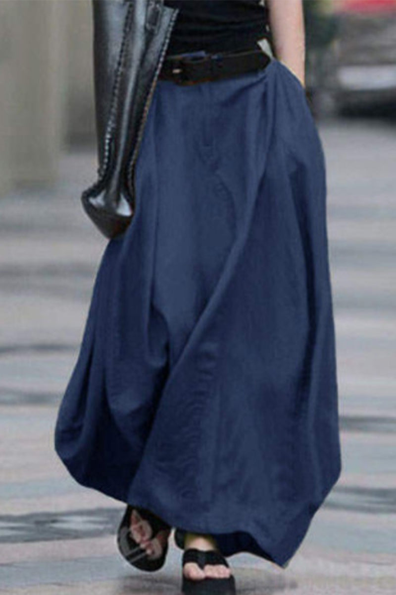 WW | Legere Einfachheit Unifarben Ohne Gürtel Lockere Hohe Taille Typ A Einfarbige Hosen