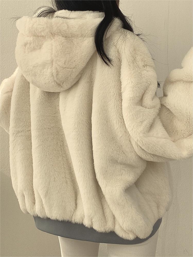 WW | Oversized Black Fleece Jacket with Hood