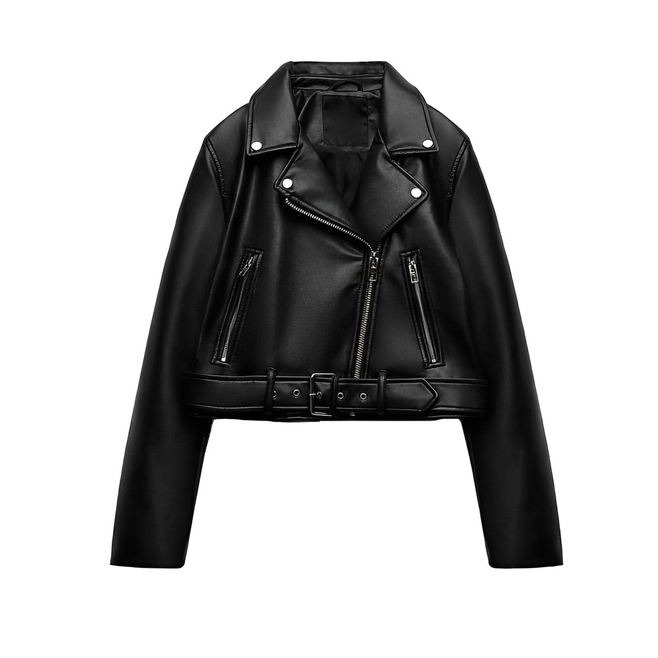 WW | PU-Jacke mit Reißverschluss und Gürtel