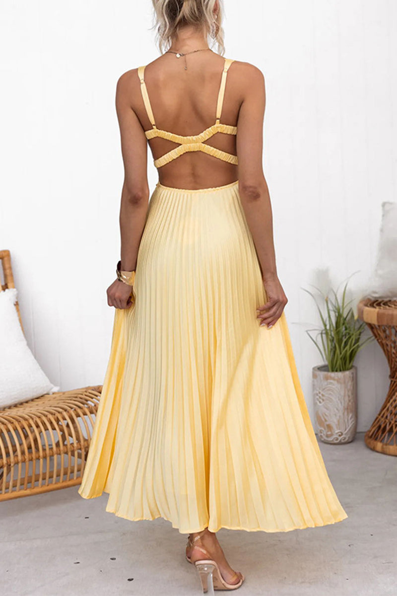 WW | Sexy Einfarbige Faltbare V-Ausschnitt Ärmellose Kleider