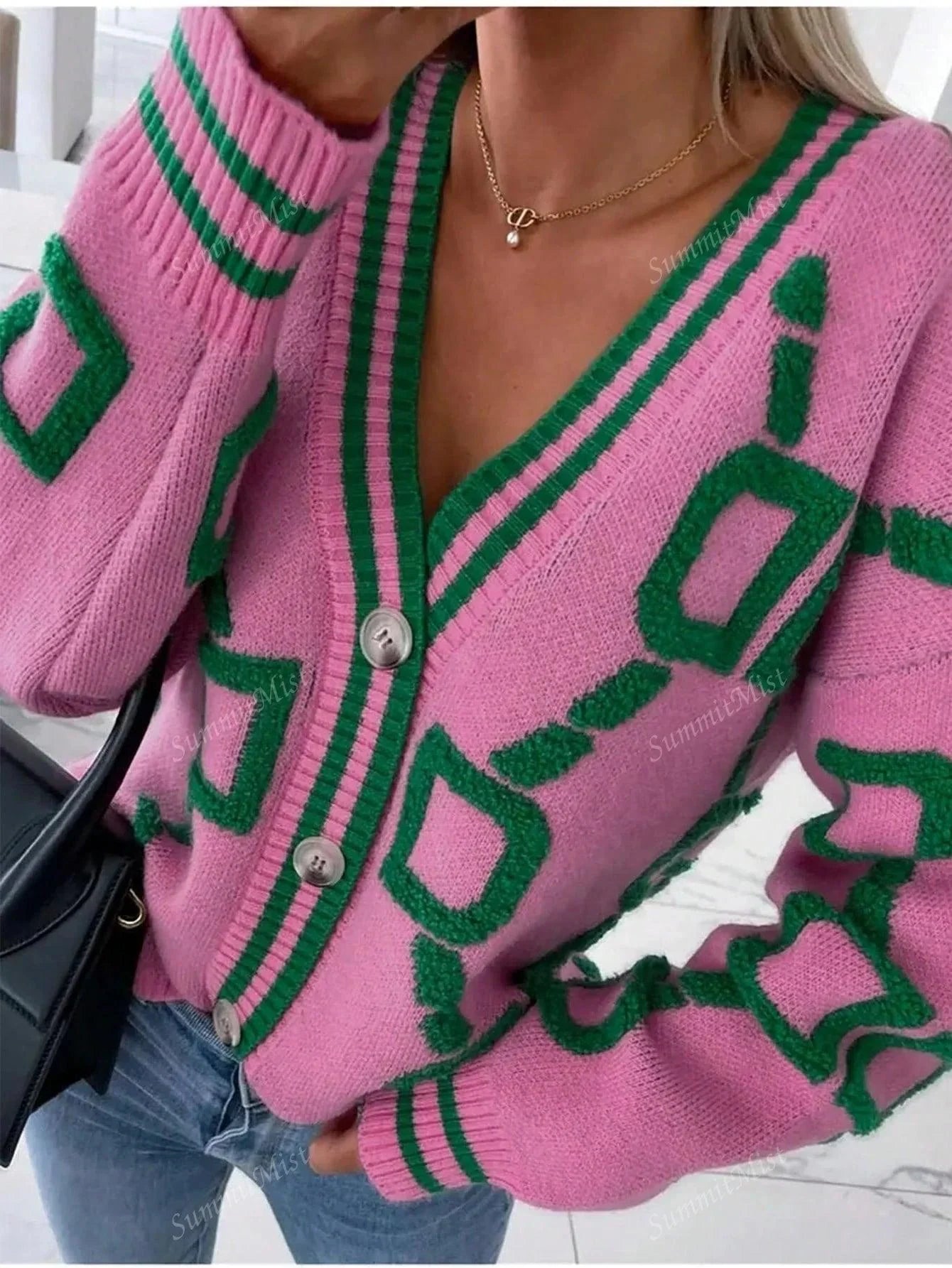 WW | Strickjacke mit grafischen Drucken für Damen