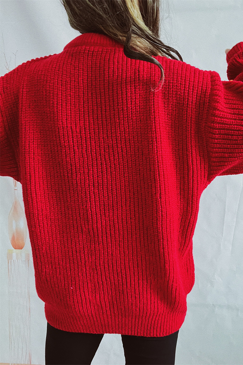 WW | Lässiger Weihnachtsmann Weihnachtsbaum Patchwork Webart Rundhals Pullover