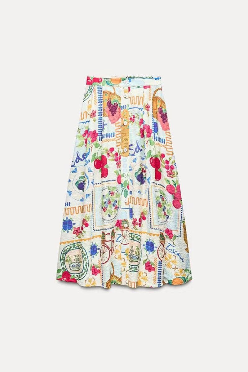 WW | Elegantes Floralprint-Taschen-Rüschenkontrast-Quadratausschnitt-Ärmelloses Zweiteiliges