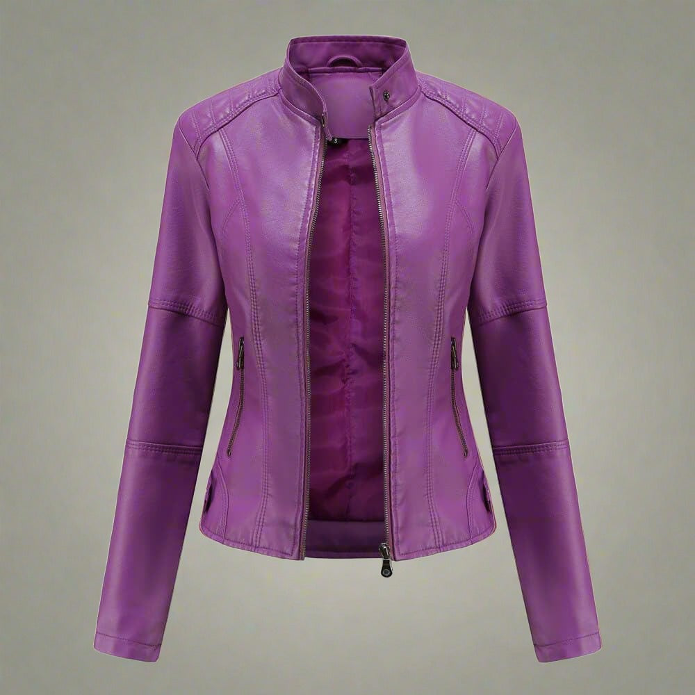 WW | Elegante Lederjacke in herbstlichen Farben mit Reißverschlusstaschen