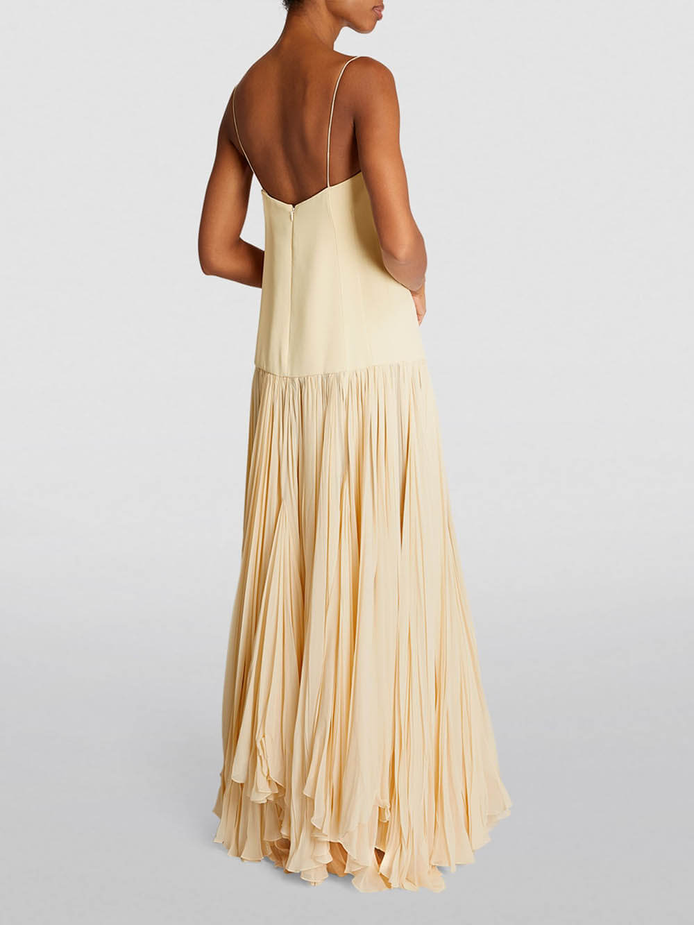 Dress with straps, drop waist, and irregular hem