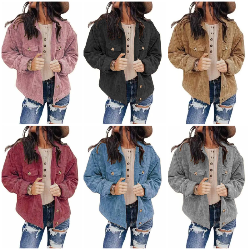 WW | Women's Cord Oversized Look Jacket With Buttons And Breast Pockets