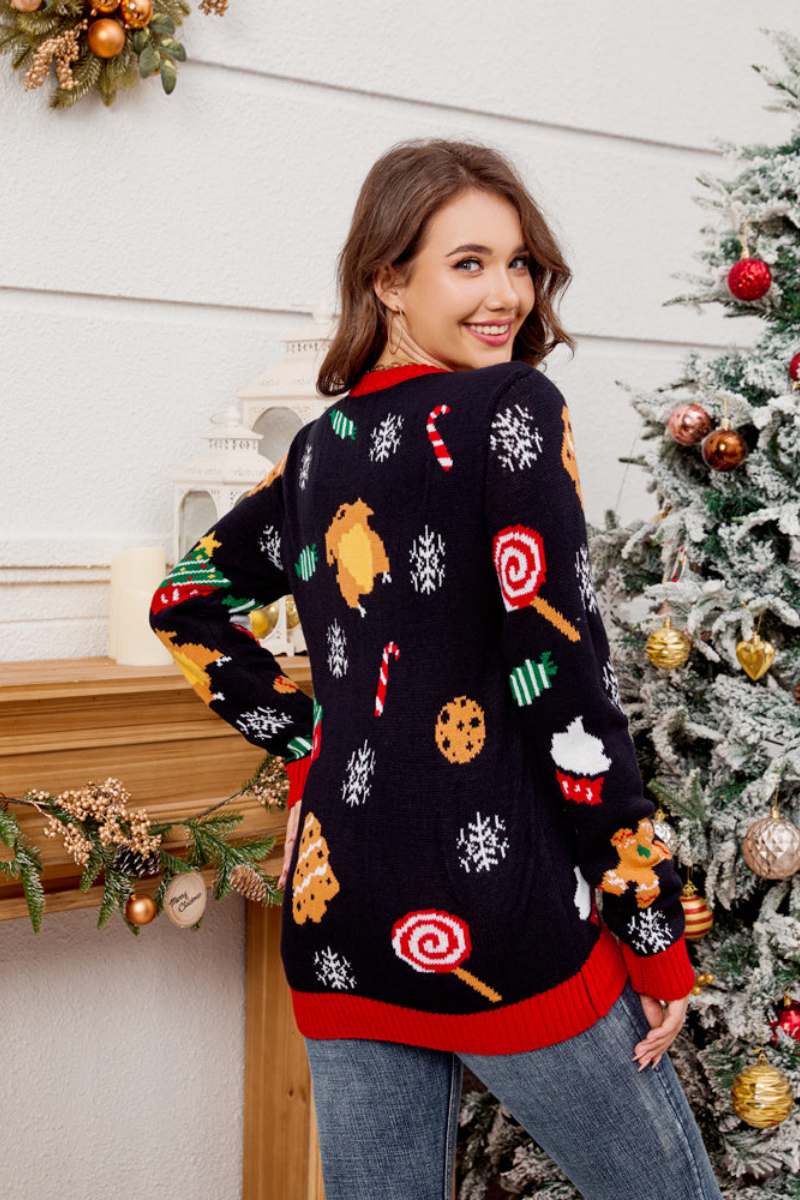 WW | Lässiger Rundhals Pullover mit besticktem Weihnachtsbaum