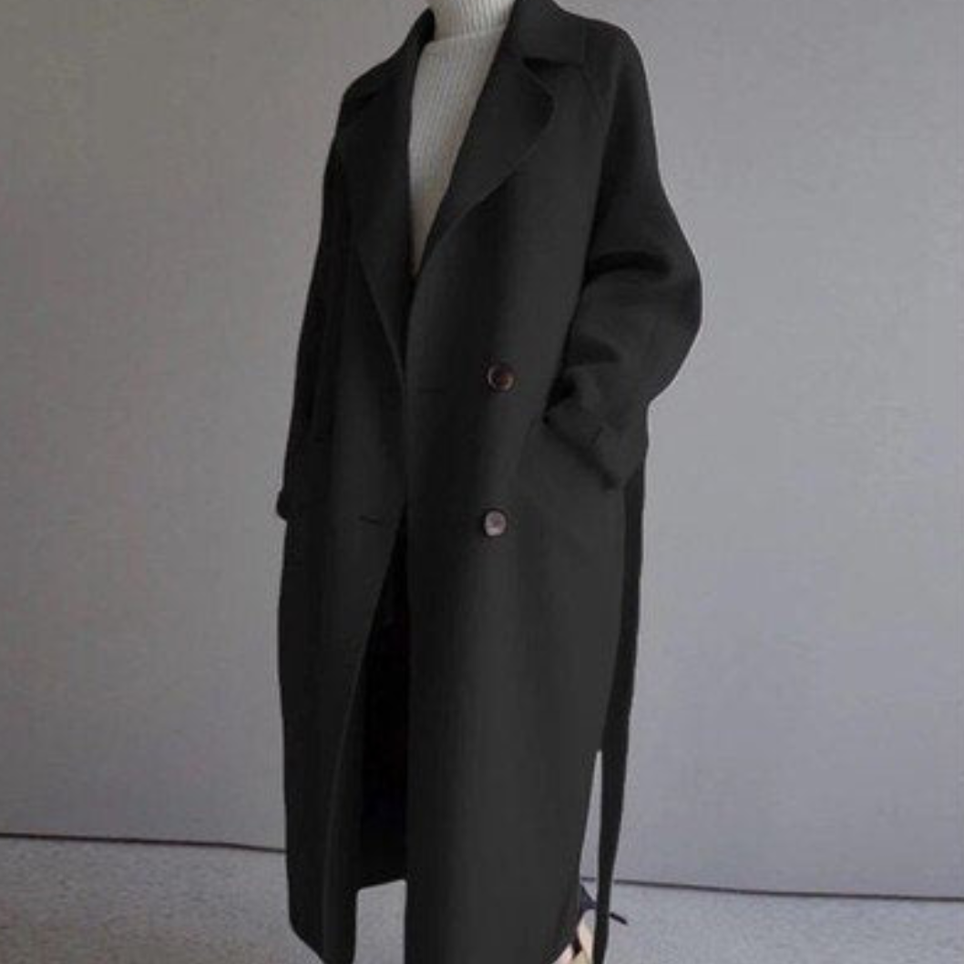 WW | Damen Lange Winter Trenchcoat mit Taillengürtel