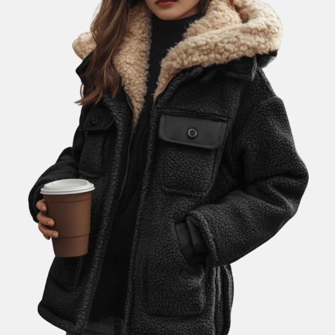 WW | Fleece Relaxed Fit Mantel - Sherpa gefütterter Kapuzenreißverschlussmantel