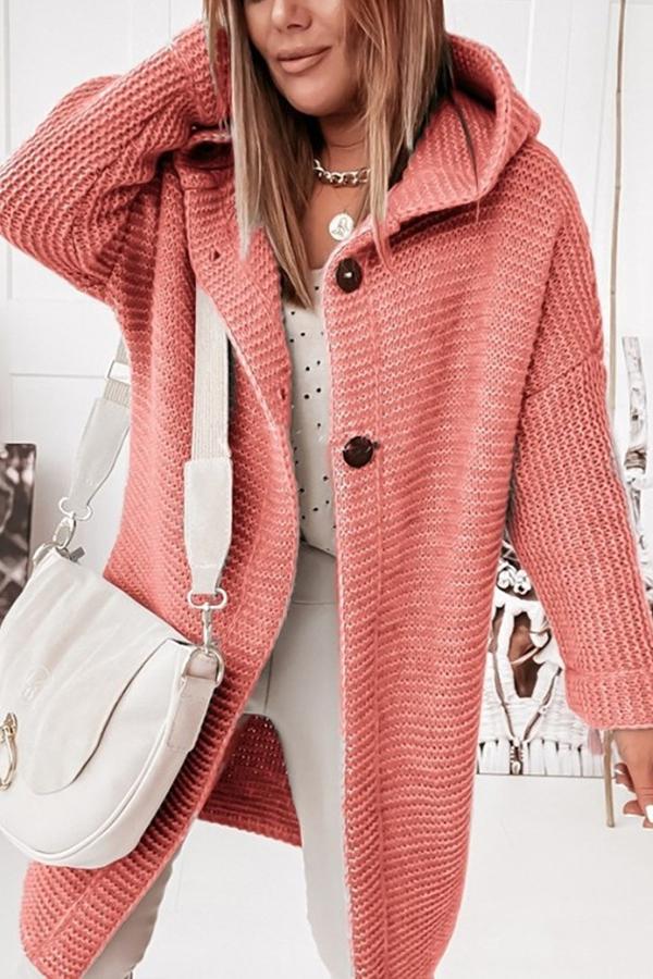 WW | Strickjacke mit Knopfverschluss und Kapuze