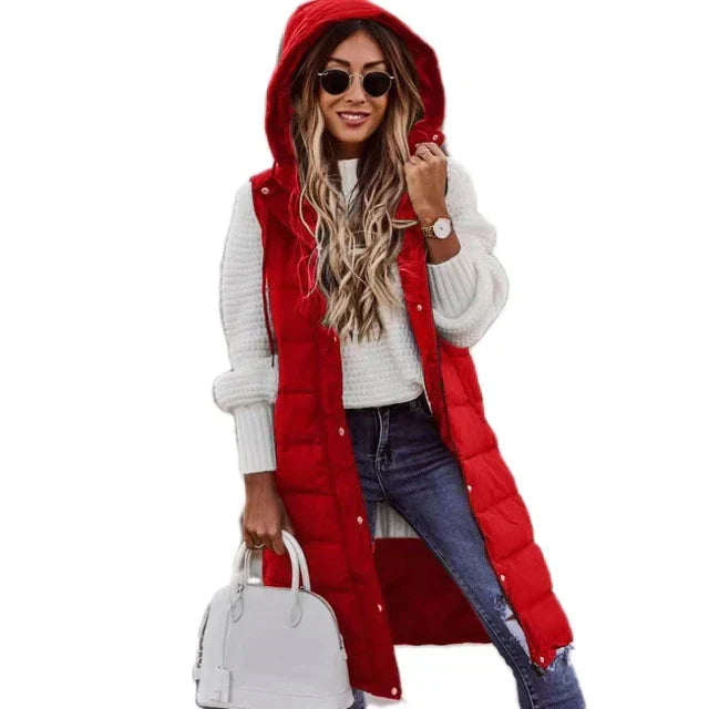 WW | Weste Baumwolle Langer Mantel Ärmellos Lose Jacke