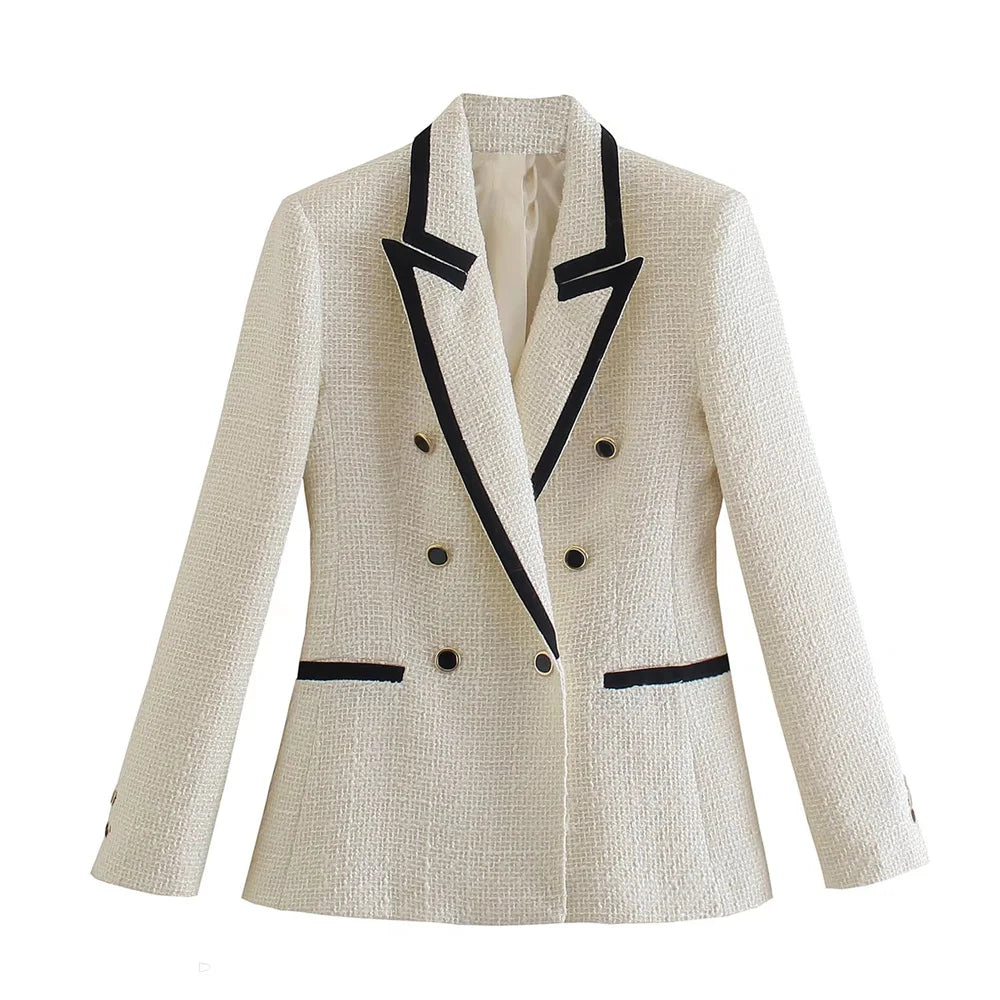 WW - Damen Doppelreihiger Lässiger Blazer mit Langen Ärmeln
