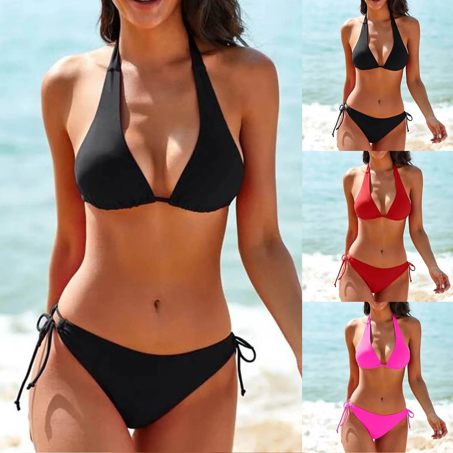 WW - Klassischer Schwarzer Neckholder-Bikini