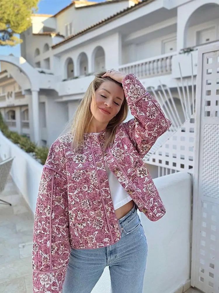 WW | Elegante und bequeme Damen-Steppjacke mit floralem Muster