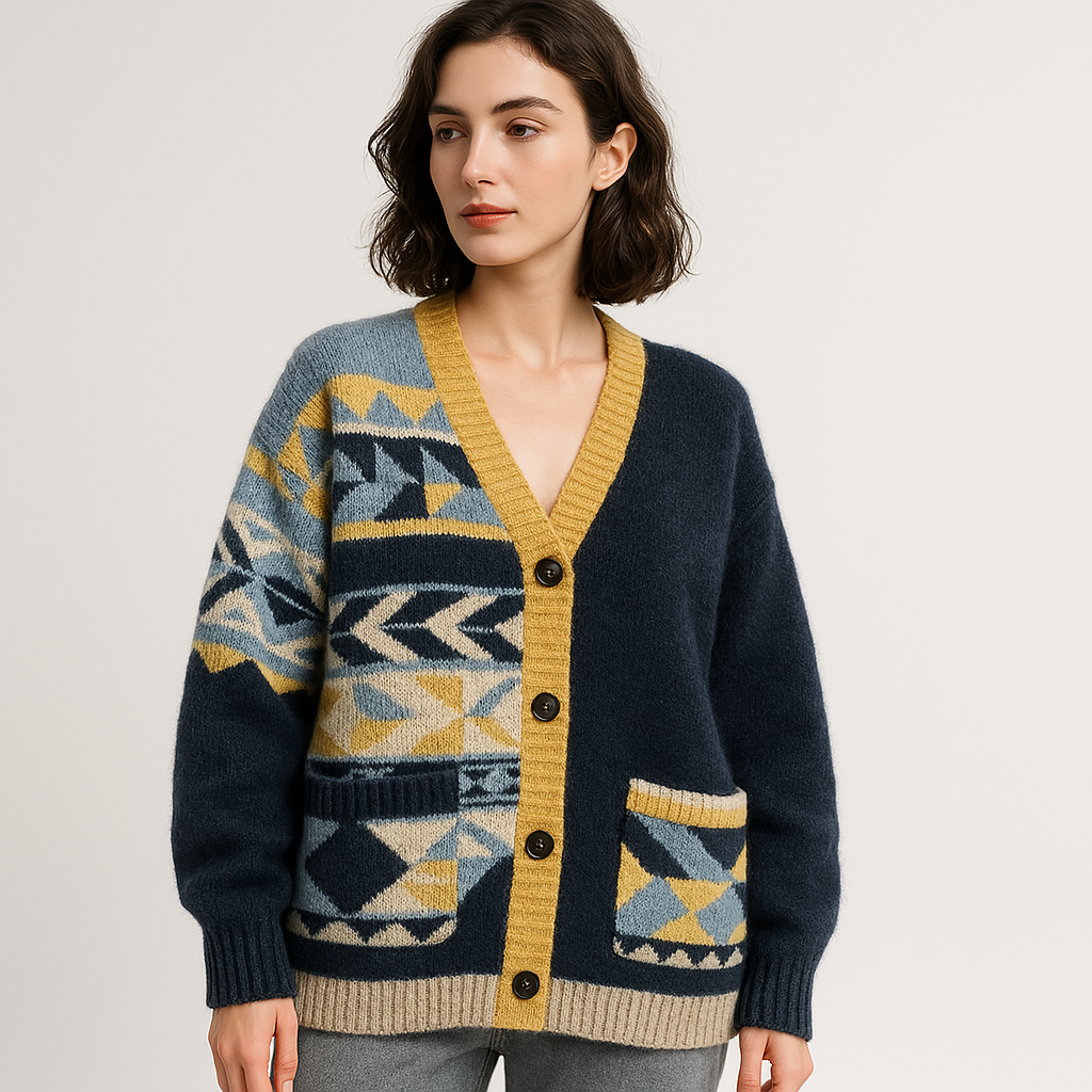 WW | Geometric Cardigan Acrylic Comfort Oversized