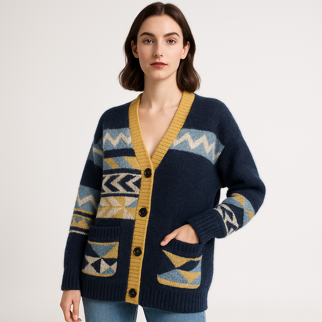 WW | Geometric Cardigan Acrylic Comfort Oversize