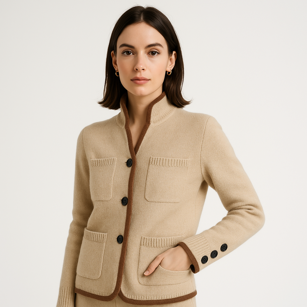 WW | Mädchenstrickjacke Strukturierte Kontrastmaille Elegant und Gemütlich