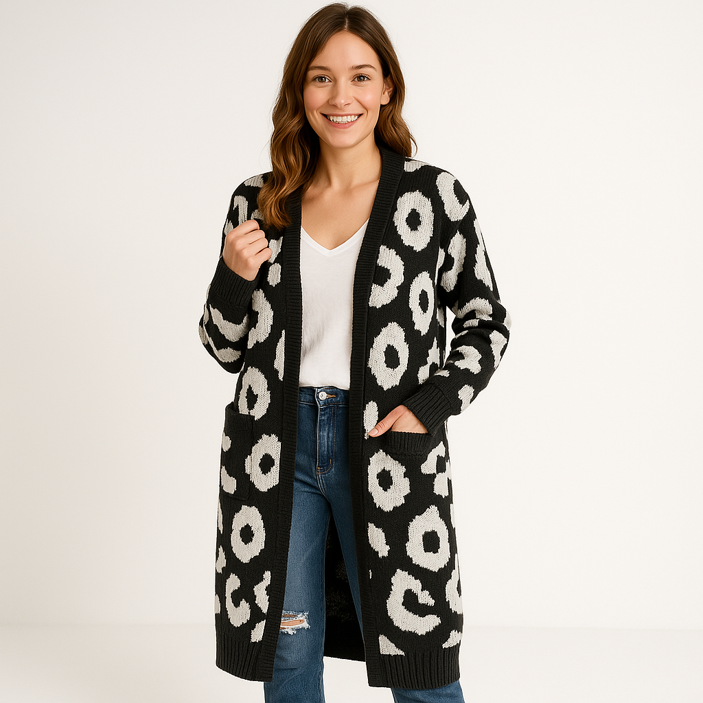 WW | Long Leopard Knit Cardigan Comfort & Boldness