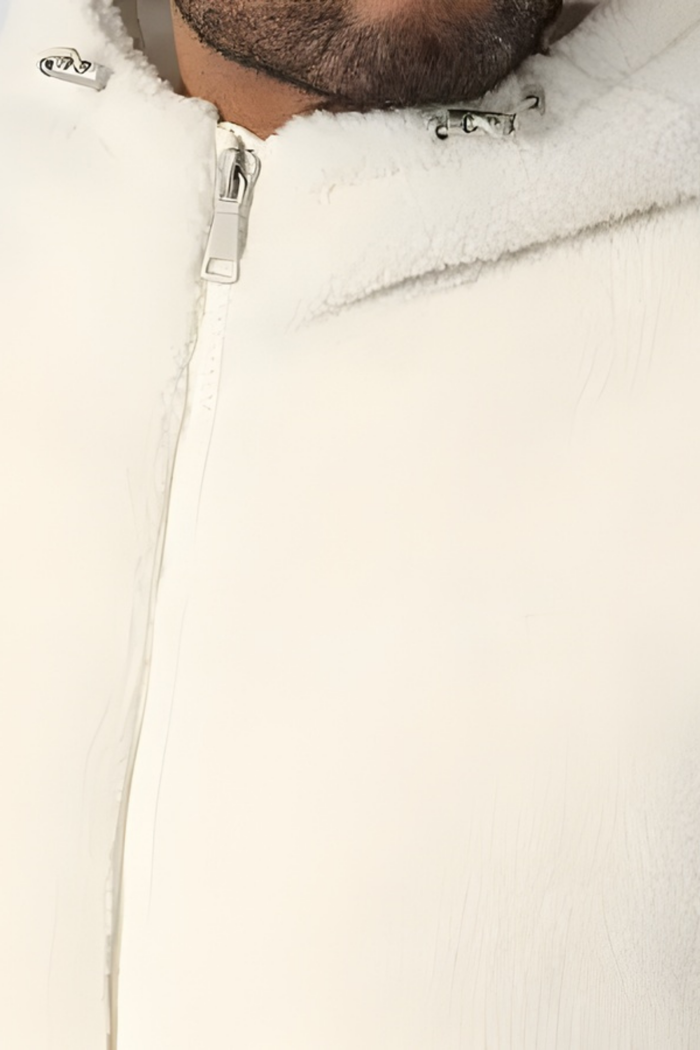 Kareem | Sherpa Down Jacket with Hood Light Beige