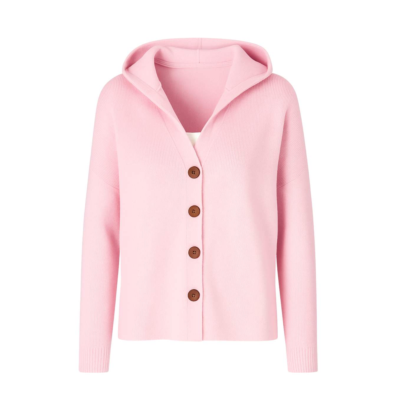 Elise Elegant Hooded Cardigan - Pink