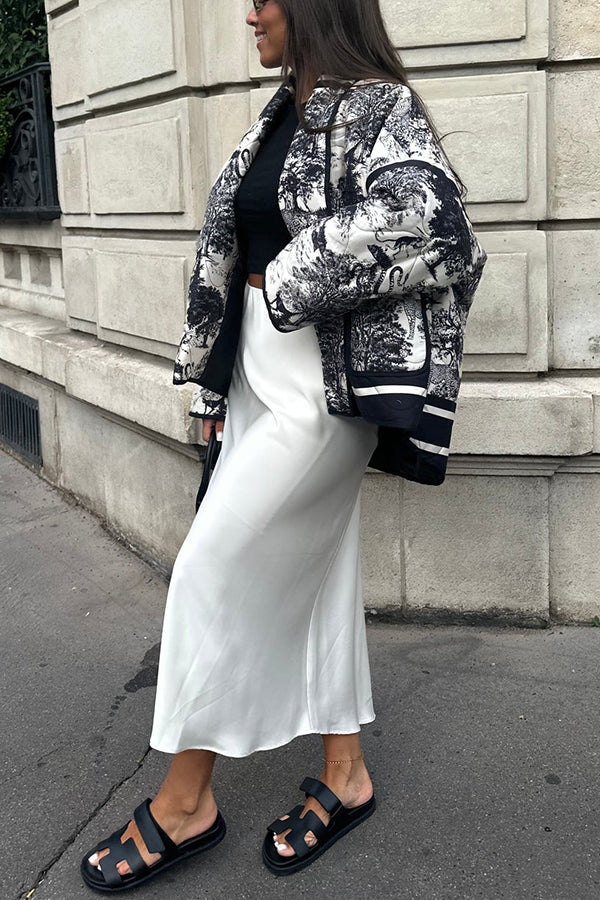 WW | Songs Porcelain Ink Printed Bag Quilted Cotton Kimono Jacket