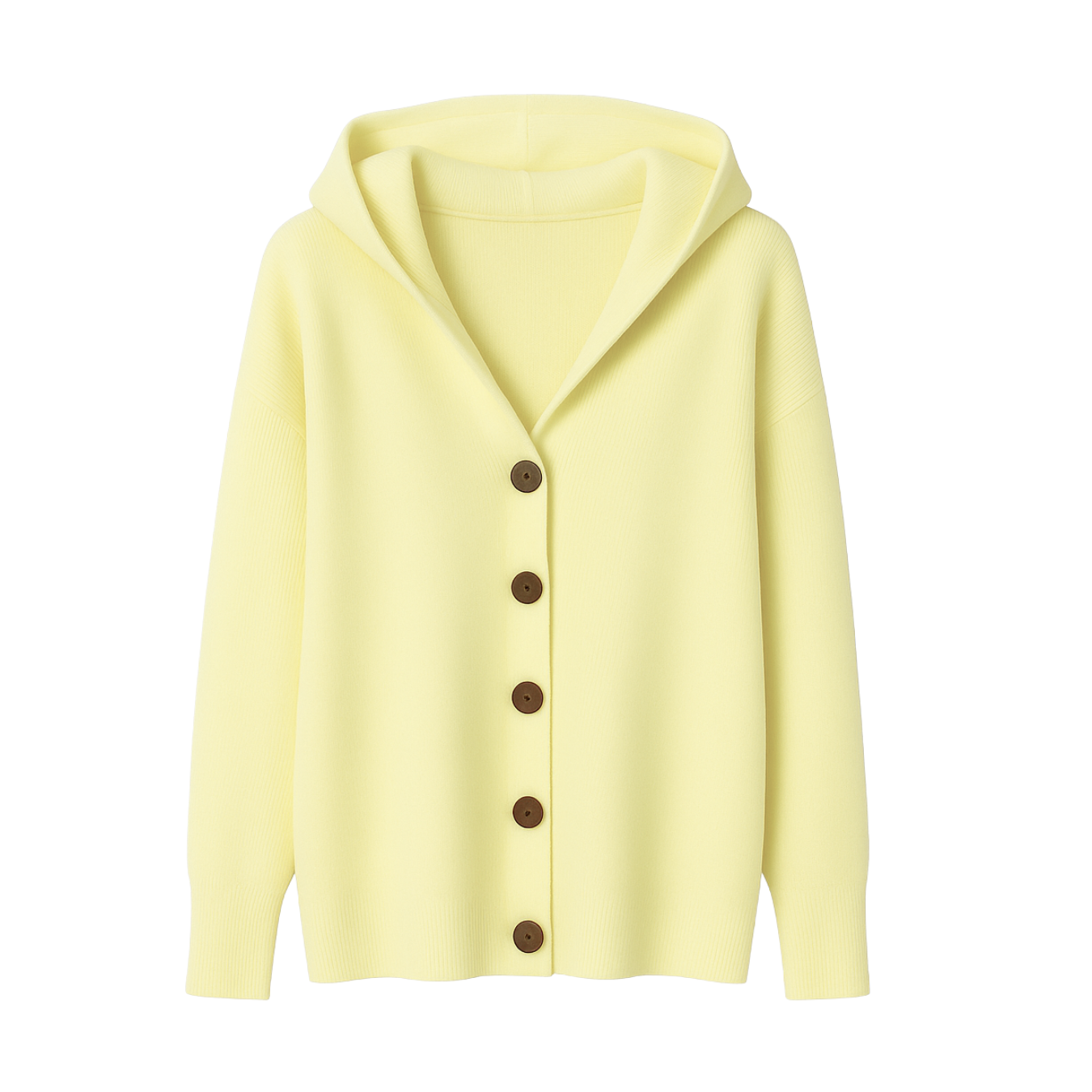 Elise Elegant Knitted Cardigan with Hood - Yellow