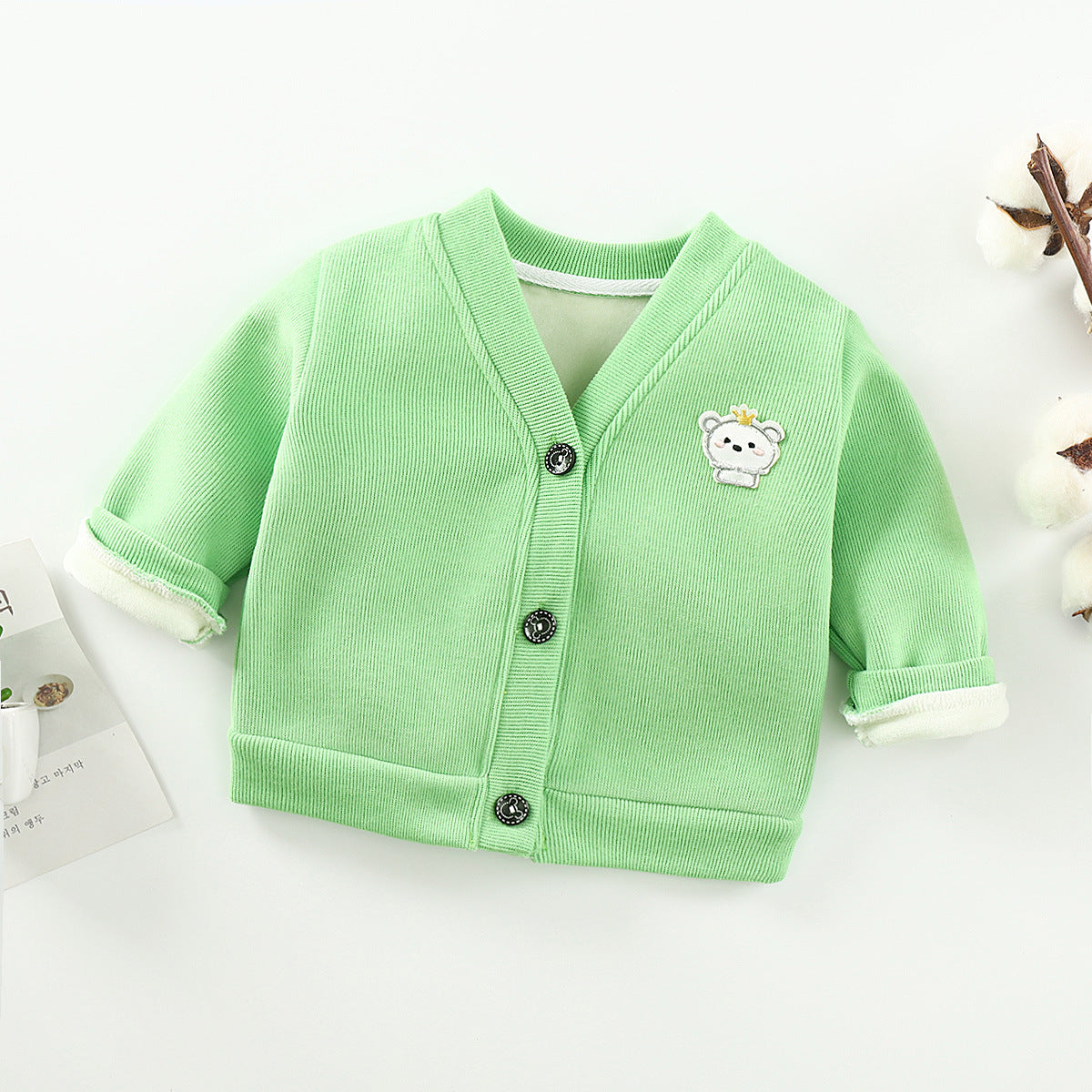 WW | Purple Button Ruffle Patchwork Cotton Knit Kids Coats