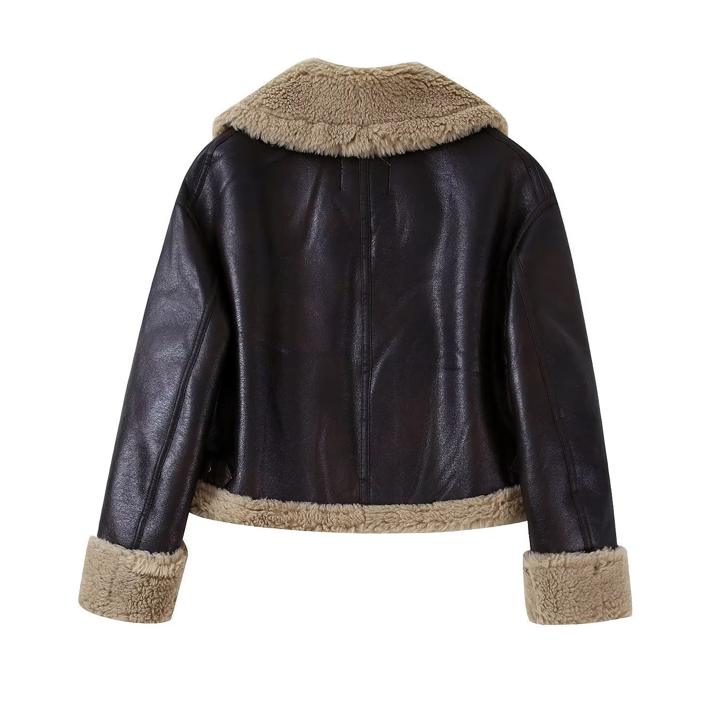 WW | Leder Aviatorjacke - Sherpa-Besatz - Warme Winterbekleidung - Vintage-Stil